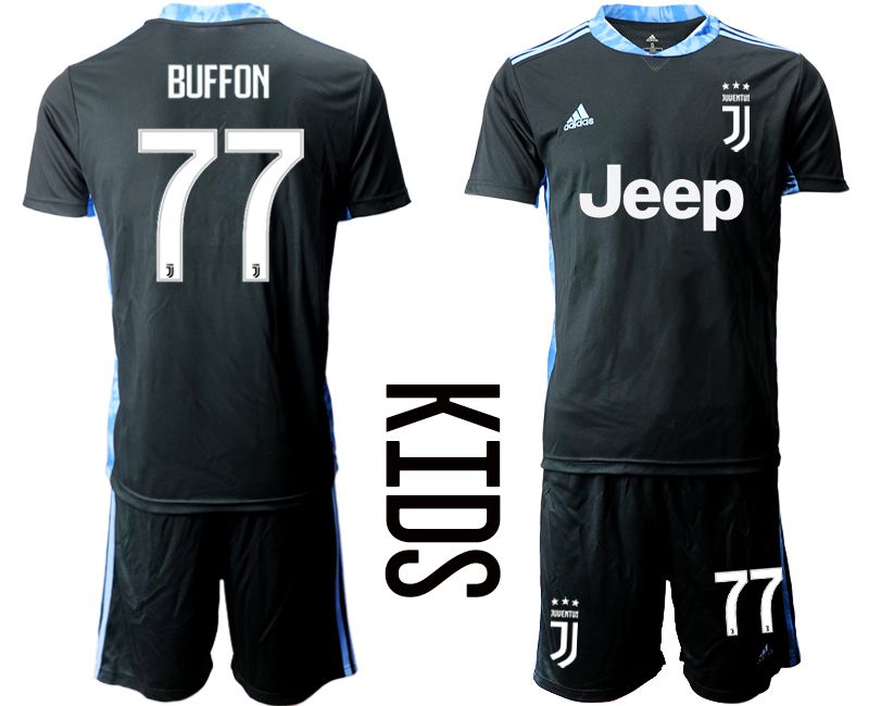 Youth 2020-2021 club Juventus black goalkeeper #77 Soccer Jerseys1